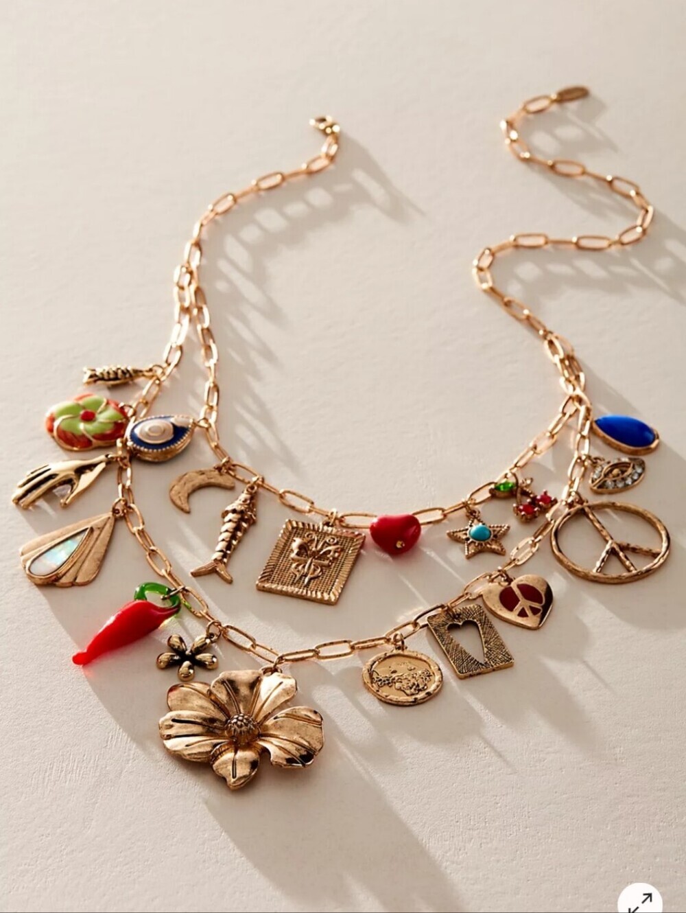 NWT! Free People, Maxamillion Charm Necklace, Flower Power